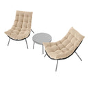 3 Pieces PE Rattan Conversation Set with Cushioned Papasan Chairs-Beige by LJGDeals
