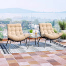 3 Pieces PE Rattan Conversation Set with Cushioned Papasan Chairs-Beige by LJGDeals