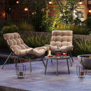 3 Pieces PE Rattan Conversation Set with Cushioned Papasan Chairs-Beige by LJGDeals