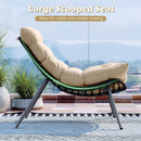 3 Pieces PE Rattan Conversation Set with Cushioned Papasan Chairs-Beige by LJGDeals
