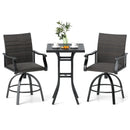 3 Pieces PE Wicker Patio Swivel Bar Set with Quick-Drying Foam-Black by LJGDeals