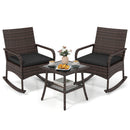 3-Piece Rocking Bistro Set with Cushions & Side Table