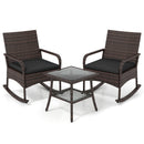3-Piece Rocking Bistro Set with Cushions & Side Table