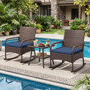 3-Piece Rocking Bistro Set with Cushions & Side Table