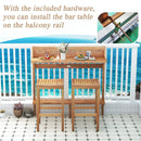 3 Pieces Patio Acacia Wood Bar Table Set with Footrest Curved Wood Seat by DirectDeals