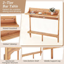 3 Pieces Patio Acacia Wood Bar Table Set with Footrest Curved Wood Seat by DirectDeals