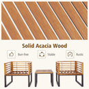 3 Pieces Patio Acacia Wood Conversation Set with Cushioned Armchairs-Navy by LJGDeals