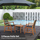 3 Pieces Acacia Wood Patio Furniture Set with Armchairs Coffee Table by LJGDeals