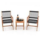3 Pieces Acacia Wood Patio Furniture Set with Armchairs Coffee Table by LJGDeals