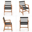 3 Pieces Acacia Wood Patio Furniture Set with Armchairs Coffee Table by LJGDeals