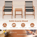 3 Pieces Acacia Wood Patio Furniture Set with Armchairs Coffee Table by LJGDeals