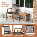 3 Pieces Acacia Wood Patio Furniture Set with Armchairs Coffee Table by LJGDeals
