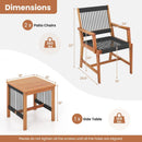 3 Pieces Acacia Wood Patio Furniture Set with Armchairs Coffee Table by LJGDeals