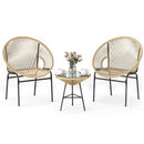 3PCS Patio Acapulco Furniture Bistro Set with GlassTable-Black by LJGDeals