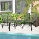 3PCS Patio Acapulco Furniture Bistro Set with GlassTable-Black by LJGDeals
