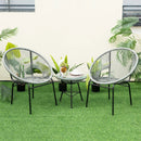 3PCS Patio Acapulco Furniture Bistro Set with GlassTable-Black by LJGDeals
