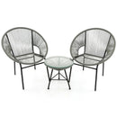 3PCS Patio Acapulco Furniture Bistro Set with GlassTable-Black by LJGDeals
