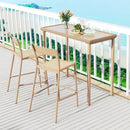 3 Pieces Patio Bar Table Set with Height Table and 2 Armless Chairs by LJGDeals