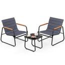 3 Pieces Patio Bistro Set Outdoor Fabric Conversation Set-Gray by LJGDeals