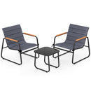 3 Pieces Patio Bistro Set Outdoor Fabric Conversation Set-Gray