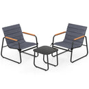 3 Pieces Patio Bistro Set Outdoor Fabric Conversation Set-Gray by LJGDeals