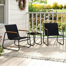 3 Pieces Patio Bistro Set Outdoor Fabric Conversation Set-Gray by LJGDeals