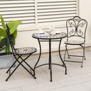 3 Piece Patio Bistro Set with Round Table and 2 Folding Chairs by DirectDeals