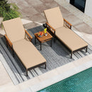 3 Pieces Patio Chaise Lounge Set for Poolside Backyard Porch by LJGDeals
