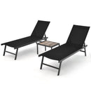 3 Pieces Patio Chaise Lounge Chair and Table Set for Poolside Yard by LJGDeals
