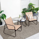 3 Pieces Patio Conversation Set with Breathable Fabric and Tabletop-Brown by LJGDeals