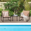 3 Pieces Patio Conversation Set with Breathable Fabric and Tabletop-Brown by LJGDeals