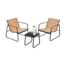3 Pieces Patio Conversation Set with Breathable Fabric and Tabletop-Brown by DirectDeals