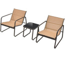 3 Pieces Patio Conversation Set with Breathable Fabric and Tabletop-Brown by DirectDeals