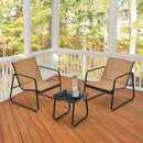 3 Pieces Patio Conversation Set with Breathable Fabric and Tabletop-Brown by LJGDeals