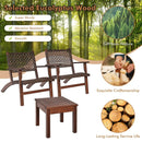 3 Pieces Outdoor Wooden Patio Rattan Furniture Set by LJGDeals