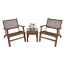 3 Pieces Outdoor Wooden Patio Rattan Furniture Set by LJGDeals
