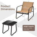 3 Pieces Patio Conversation Set with Breathable Fabric and Tabletop-Brown by LJGDeals