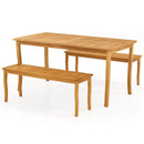 3 Pieces Patio Dining Set with Acacia Wood Outdoor Table and Benches by LJGDeals