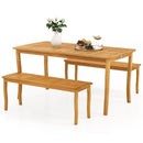 3 Pieces Patio Dining Set with Acacia Wood Outdoor Table and Benches by LJGDeals