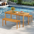 3 Pieces Patio Dining Set with Acacia Wood Outdoor Table and Benches by LJGDeals