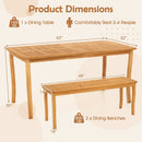 3 Pieces Patio Dining Set with Acacia Wood Outdoor Table and Benches by LJGDeals