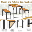3 Pieces Patio Dining Set with Picnic Table and 2 Benches for 4 People by LJGDeals