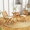 3 Pieces Acacia Wood Patio Folding Bistro Set with Soft Cushions by LJGDeals