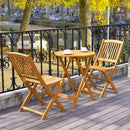 3 Pieces Acacia Wood Patio Folding Bistro Set with Soft Cushions by LJGDeals