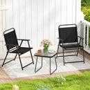 3 Pieces Patio Folding Conversation Chairs and Table-Black by LJGDeals
