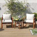 3 Pieces Patio Furniture Set with Tempered Glass Top Table and Soft Cushions-Off White by LJGDeals