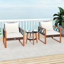 3 Pieces Patio Furniture Set with Tempered Glass Top Table and Soft Cushions-Off White by LJGDeals