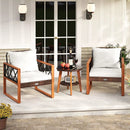 3 Pieces Patio Furniture Set with Tempered Glass Top Table and Soft Cushions-Off White by LJGDeals
