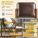 3 Pieces Patio Furniture Set with Tempered Glass Top Table and Soft Cushions-Off White by LJGDeals