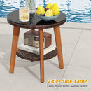 3 Pieces Patio Furniture Set with Tempered Glass Top Table and Soft Cushions-Off White by LJGDeals